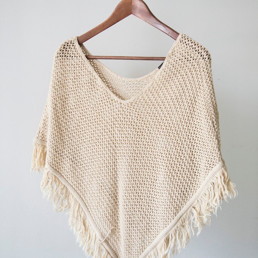 Cream knit poncho