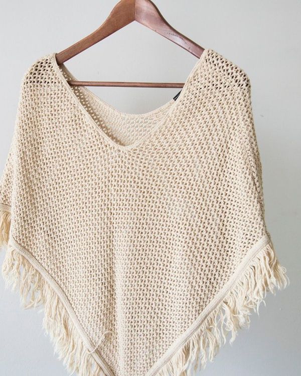 Cream knit poncho